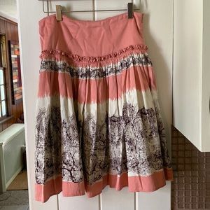 Odile/Anthropologie flowy prairie skirt in pink & brown